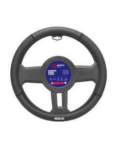 Sparco Κάλυμμα Τιμονιού Αυτοκινήτου Συνθετικό Μαύρο με Μαύρη Ραφή 1τμχ 