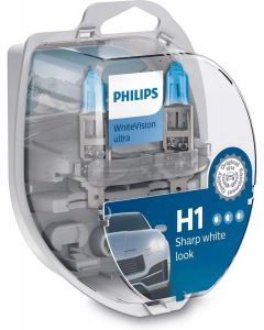 PHILIPS H1 White Vision Ultra 12V 55W έως 4000K και 60% Περισσ. Φως 2τμχ