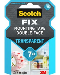 3M Scotch-FIX™ Transparent Double-Sided Mounting Tape 4910C-1915-P, 19 mm x 1,5 m, 1 Roll/Pack