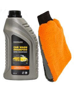 Chamäleon Car wash shampoo super concentrate 1L + Mr Kleen γάντι πλυσίματος μικροϊνών 3σε1 23x16 cm KLIN006